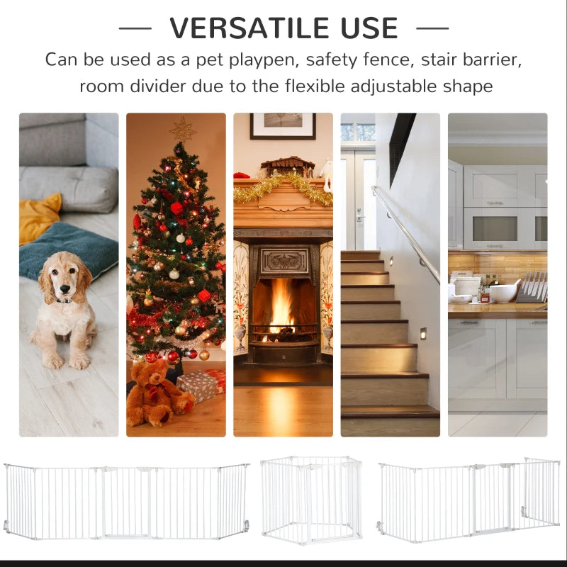 5 Panels Metal Pet Playpen with Walk-Through Door - White Dog Fence for Indoor/Outdoor Use, Durable & Easy to Assemble