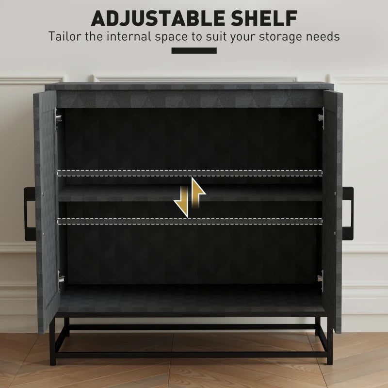 Modern Black Sideboard Storage Cabinet with Adjustable Shelf & 2 Doors - Freestanding Furniture for Living Room