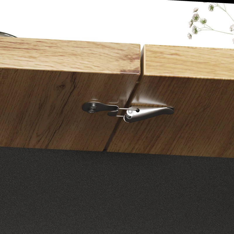 Telescopic Foldable Kitchen Table for 4-6 People with Soft-Close, Hidden Storage, 110x80x75 cm, Black & Natural Finish