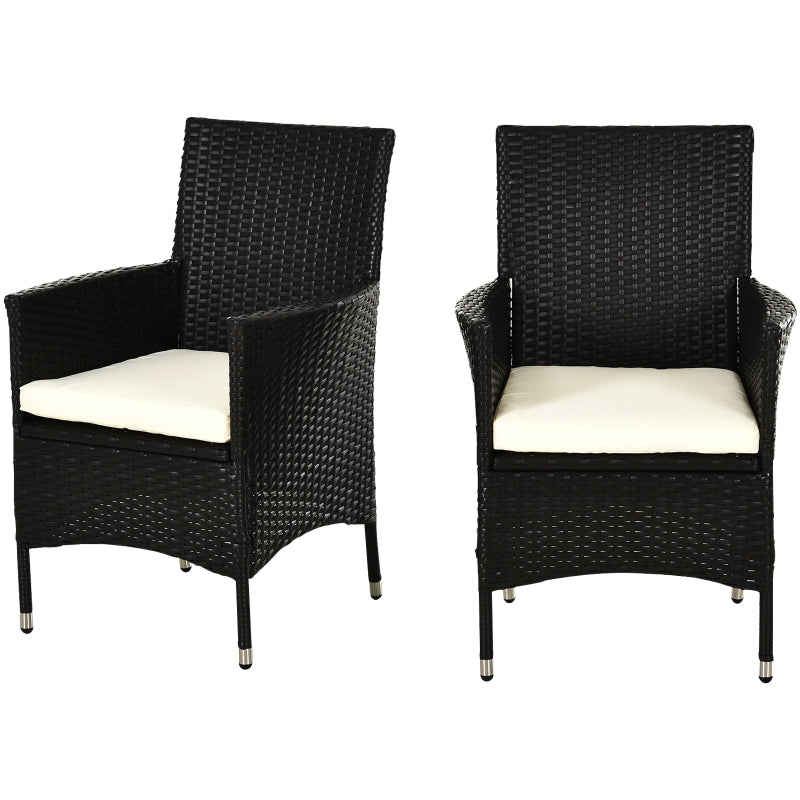 Deep Coffee Rattan Armchair Set with Cushions