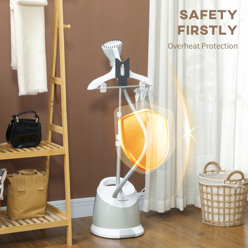 1800W Powerful Standing Clothes Steamer with Accessories in Grey