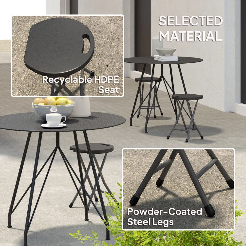 Set of Four Charcoal Grey Folding Carry Stools - Compact and Lightweight Design