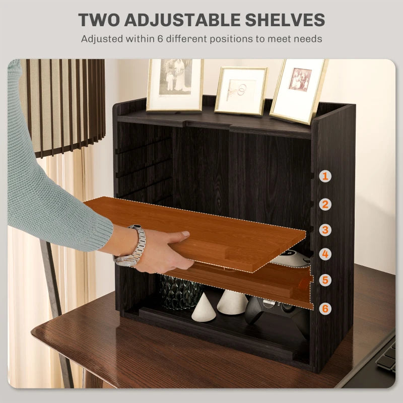Stylish Four-Tier Desktop Organiser in Dark Brown - Perfect for Home Office, School, or Workspace Organization