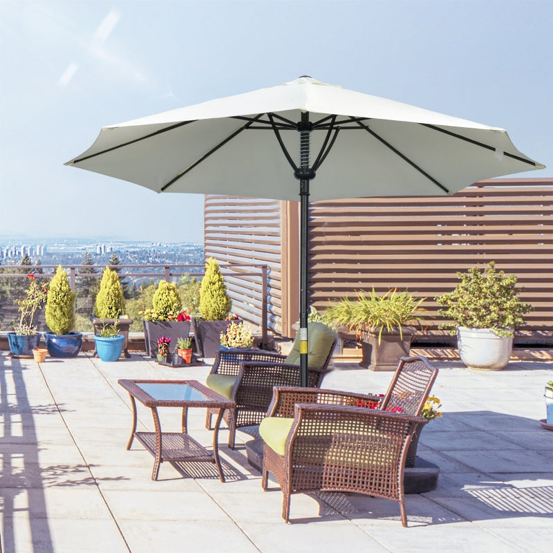 Cream 3m Garden Parasol Umbrella with 8 Ribs - Sun Shade Canopy