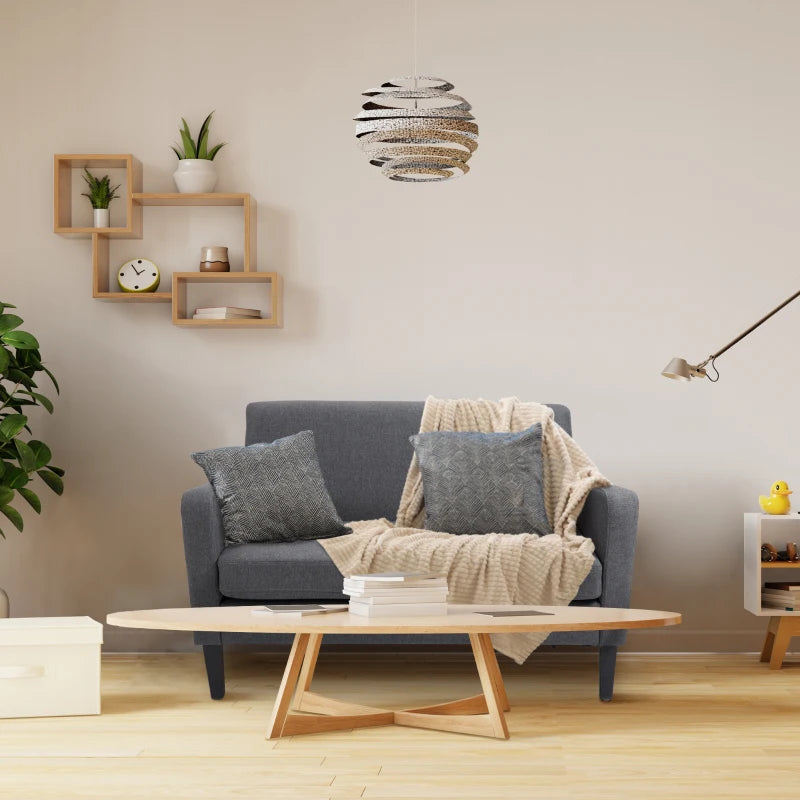 Modern Curved 2-Seat Sofa Loveseat with Thick Cushions and Wooden Legs for Compact Living Spaces in Grey