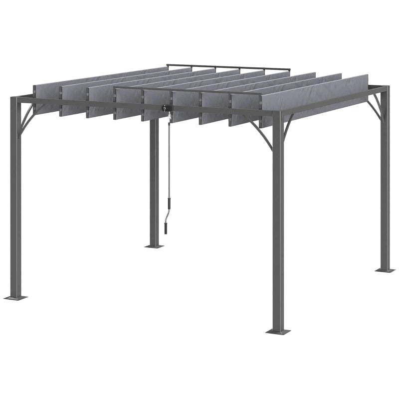 Grey Aluminium 3m x 3m Retractable Roof Patio Pergola - Hard Top/Heavy Duty Metal Pergola
