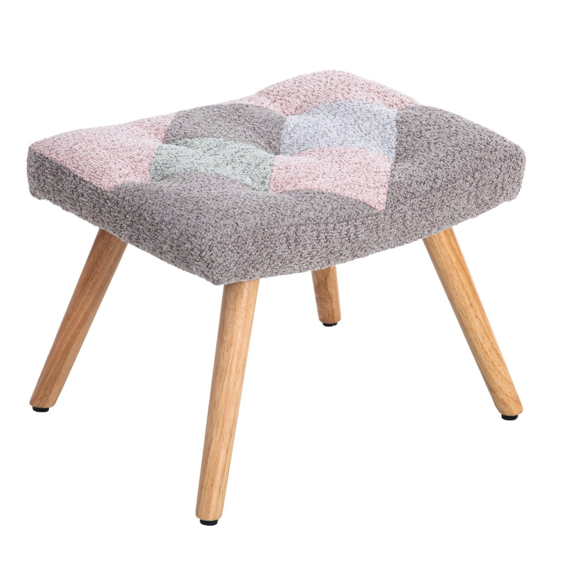 Stylish Rocking Garden Chair Set with Footstool and Pillow, Wingback Design, Solid Wood Legs, Blue and Grey
