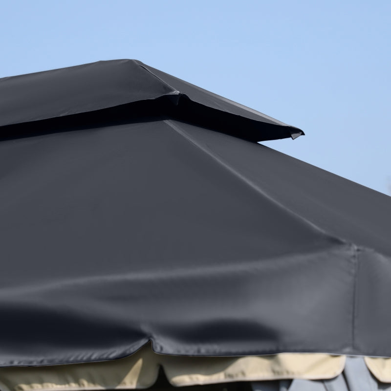 3 x 4m Black Aluminium Garden Gazebo Canopy Shelter Pavilion Tent with Nets and Curtains for Outdoor Parties