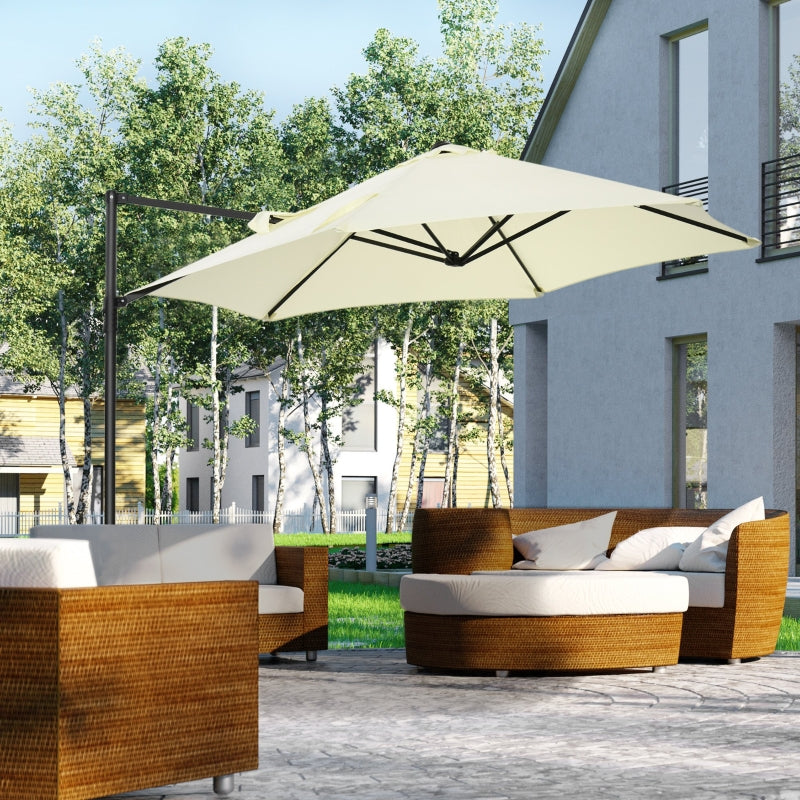 Beige 2.5M Rotating Cantilever Patio Umbrella