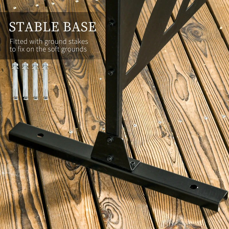 Freestanding Outdoor Privacy Screen - Decorative Metal Garden Divider, 48" x 78", Black for Deck and Pool