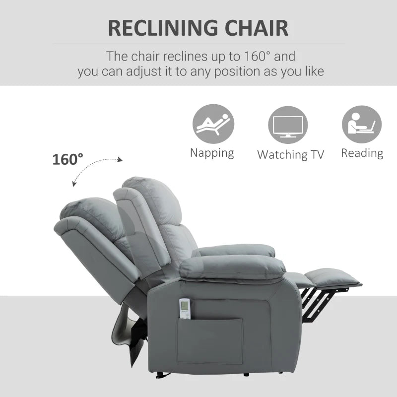 Electric Recliner Chair with Massage and Heat for Elderly, Power Lift Armchair with Remote Control and Extended Footrest