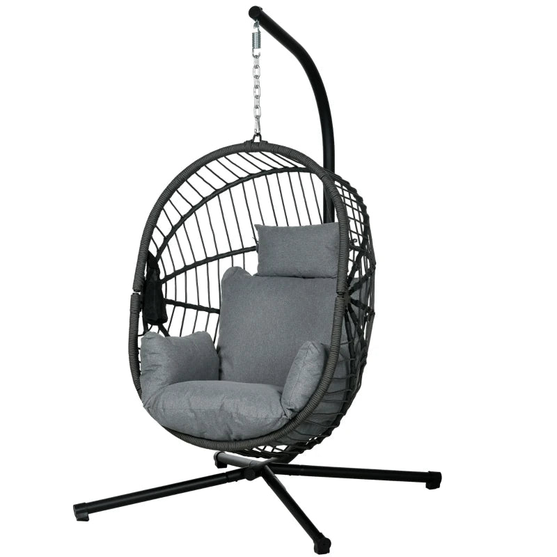 Grey Fully Padded Hanging Egg Chair