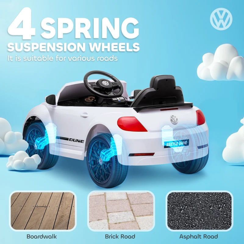 Licensed Volkswagen Beetle 12V Ride On Car with Remote Control and Suspension Wheels