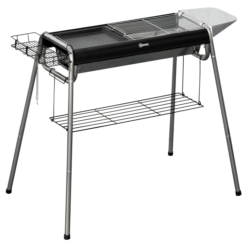 Black Charcoal BBQ Grill - Portable Outdoor Grill for Perfect Grilling and Smoking