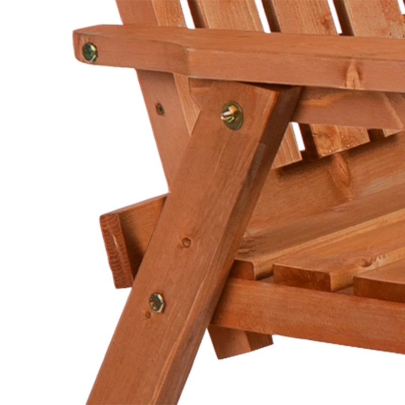 2-Seater Wooden Bench with Built-in Table - Natural Wood