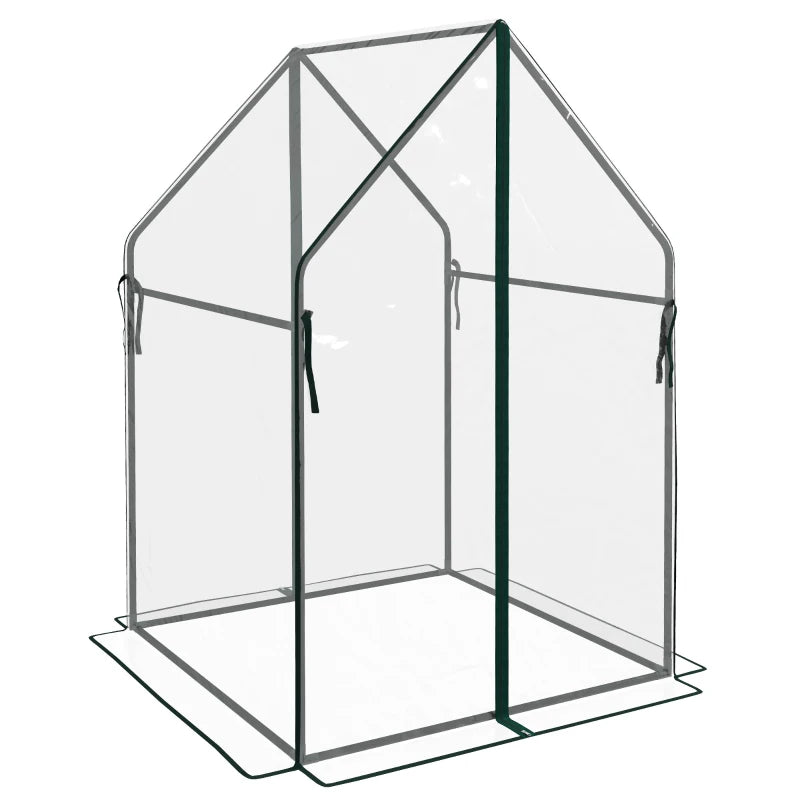 2-Tier Mini Greenhouse – 27" X 19" X 37.5", Steel Frame & PVC Cover, Indoor/Outdoor Use, Holds 11 Lbs Per Shelf