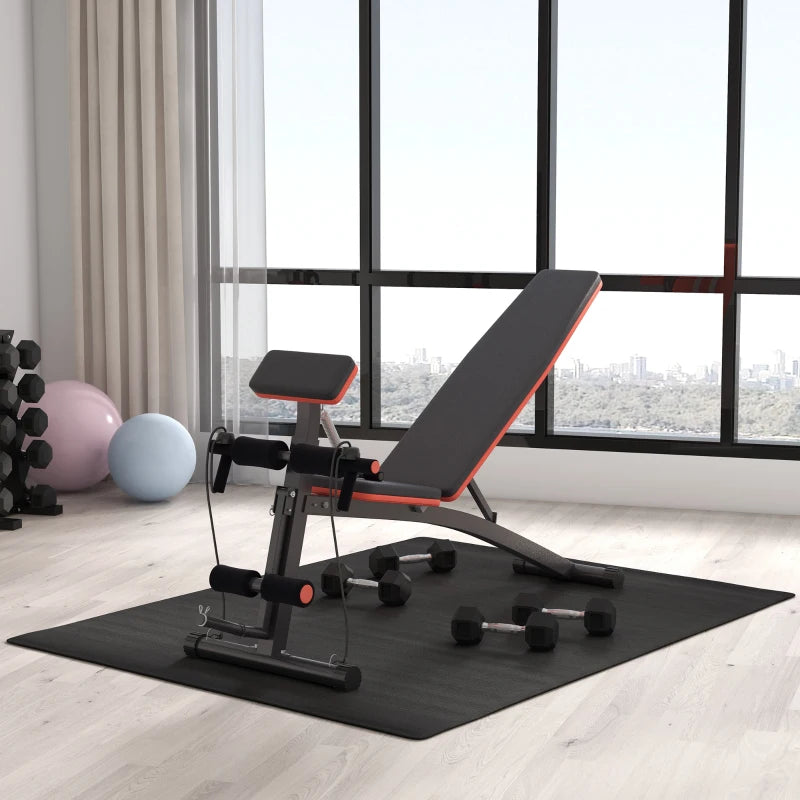 Foldable Adjustable Weight Bench for Strength Training Sit Up and Ab Exercises Incline Decline Red