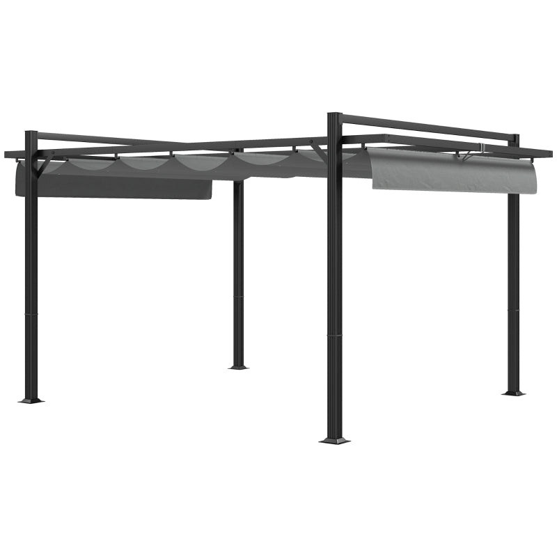 Dark Grey 3x4m Retractable Pergola Shelter for Grill, Patio, Deck
