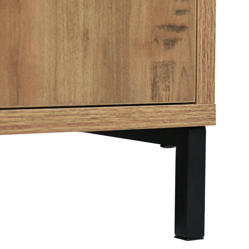 Modern Dark Oak Sideboard Cabinet with 2 Doors 3 Drawers and Adjustable Shelf for Living Room