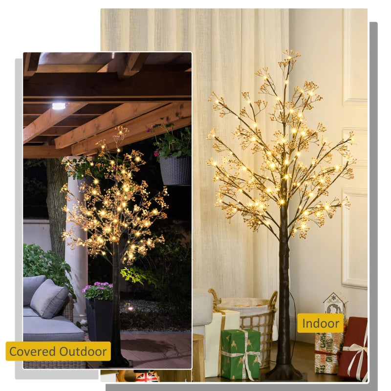 5ft Artificial Gypsophila Blossom Tree with 96 Warm White LED Lights - Perfect for Weddings, Parties, Indoor & Outdoor Decor