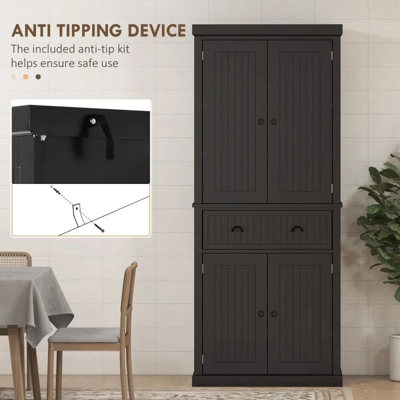 Freestanding Multi-Storage Kitchen Cabinet in Black - Stylish & Functional Organizer for Home & Kitchen Storage Solutions