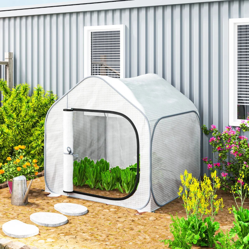 150 x 148cm Pop-Up Greenhouse - White Garden Plant Tent