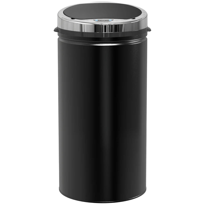 42L Stainless Steel Sensor Bin - Automatic Touch Trash Can with Soft Close & Inner Bucket - Black Kitchen Dustbin