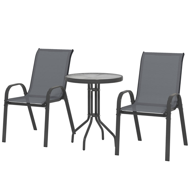 Three-Piece Grey Outdoor Garden Furniture Set - Perfect for Patios and Balconies