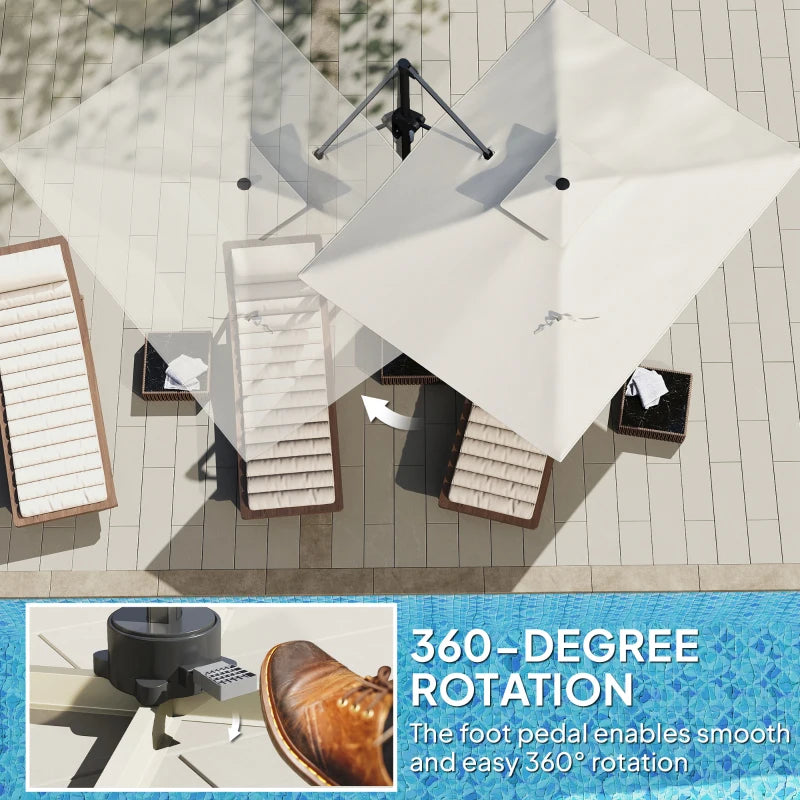 3.7m x 2.7m Cantilever Parasol Umbrella - 360° Rotation, Easy Tilt, UPF50+ Sun Shade, Black