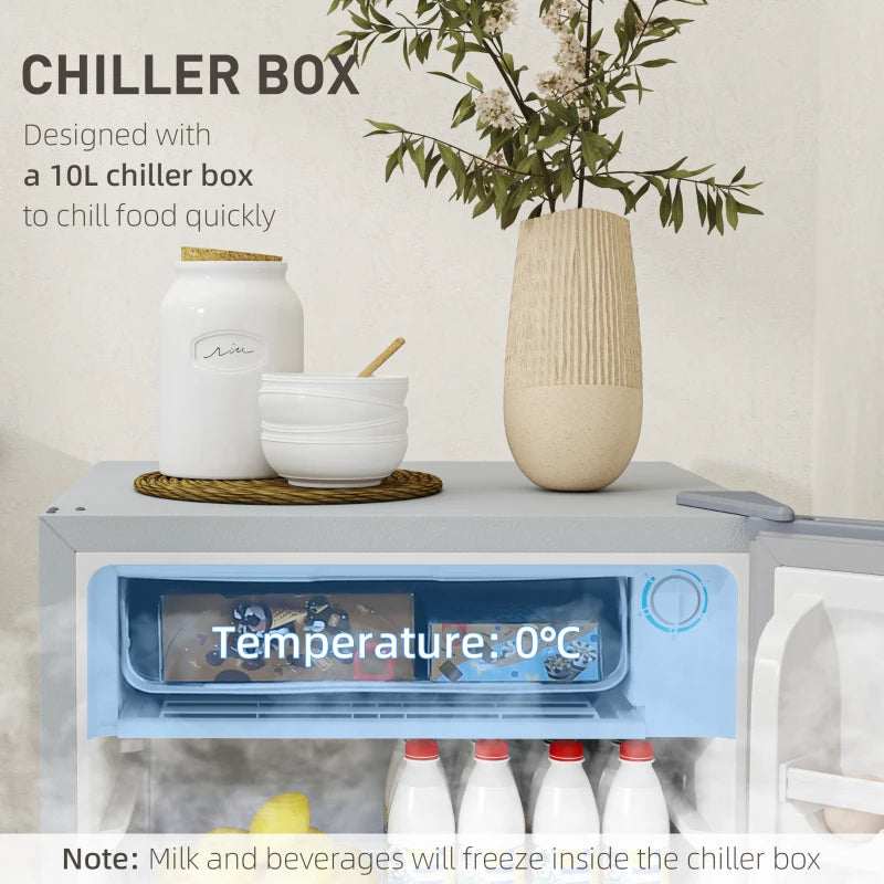 91L Freestanding Under-Counter Fridge with Lock in Grey for Home and Office