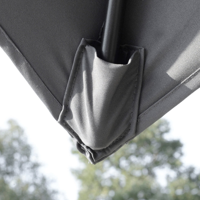 3 x 3m Light Grey Cantilever Parasol with Aluminium Frame, Crank and Tilt, 360° Rotation, Double Top Garden Umbrella with Base and Cover