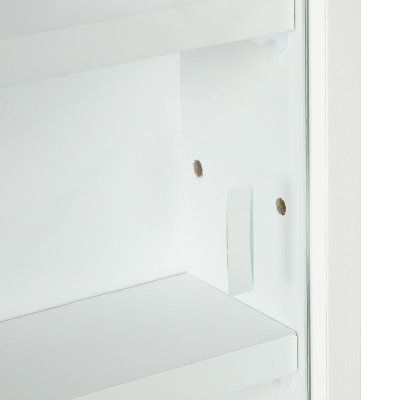 5-Tier Wall Display Shelf Unit with 4 Adjustable Shelves & Glass Doors - White Cabinet for Home Office Ornaments 60x80cm