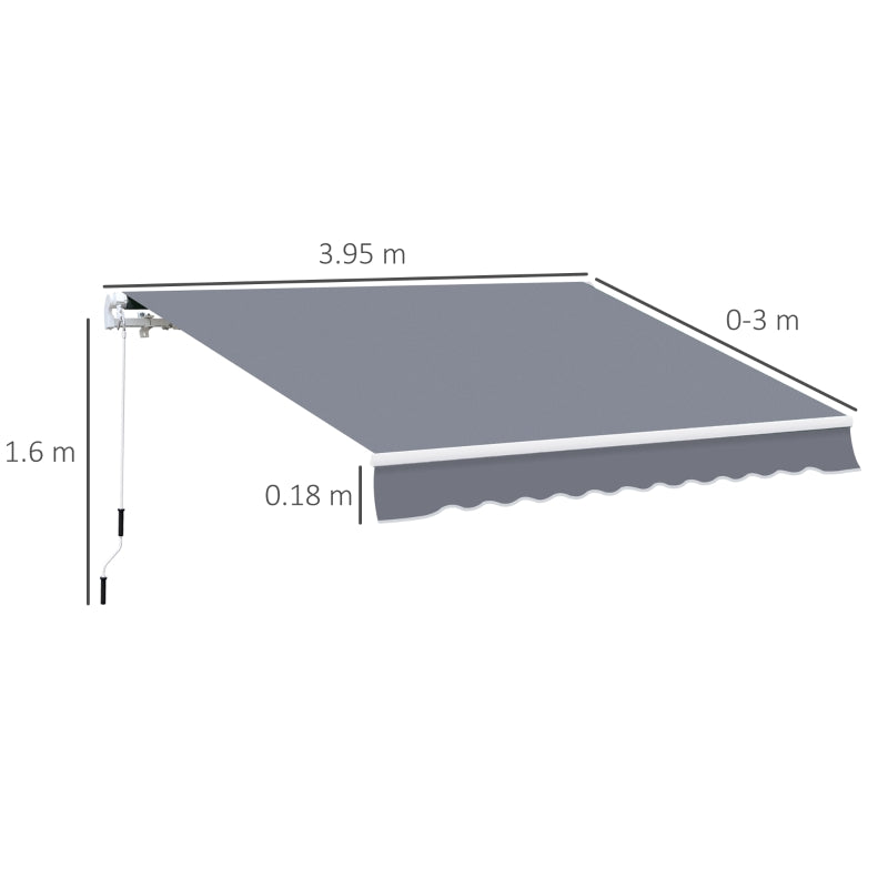 Grey 4m x 3m Awning - Fully Retractable