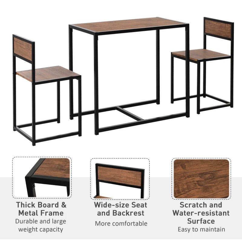 Compact Dining Table and Chairs Set for Small Spaces - Rectangular Steel Frame with Natural Finish - Ideal for Kitchens