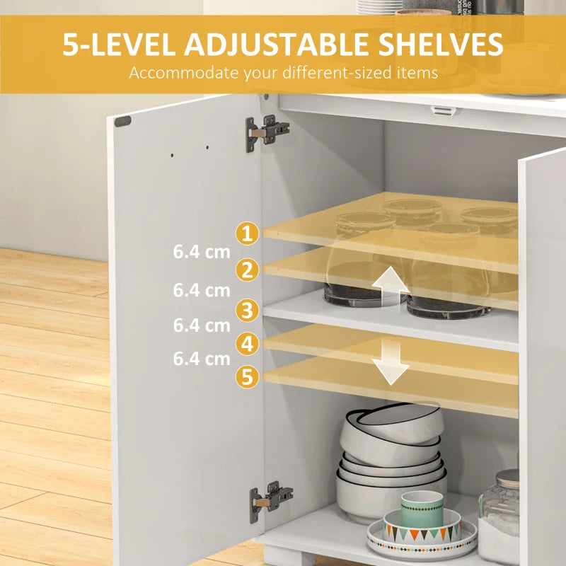 Modern White Sideboard Storage Cabinet with 2 Drawers and 3 Doors Adjustable Shelves for Living Room and Dining Room