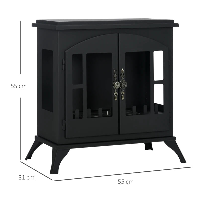 Freestanding Bioethanol Fireplace Stove with Stainless Steel Snuffer 0.9L Tank Indoor Use Black