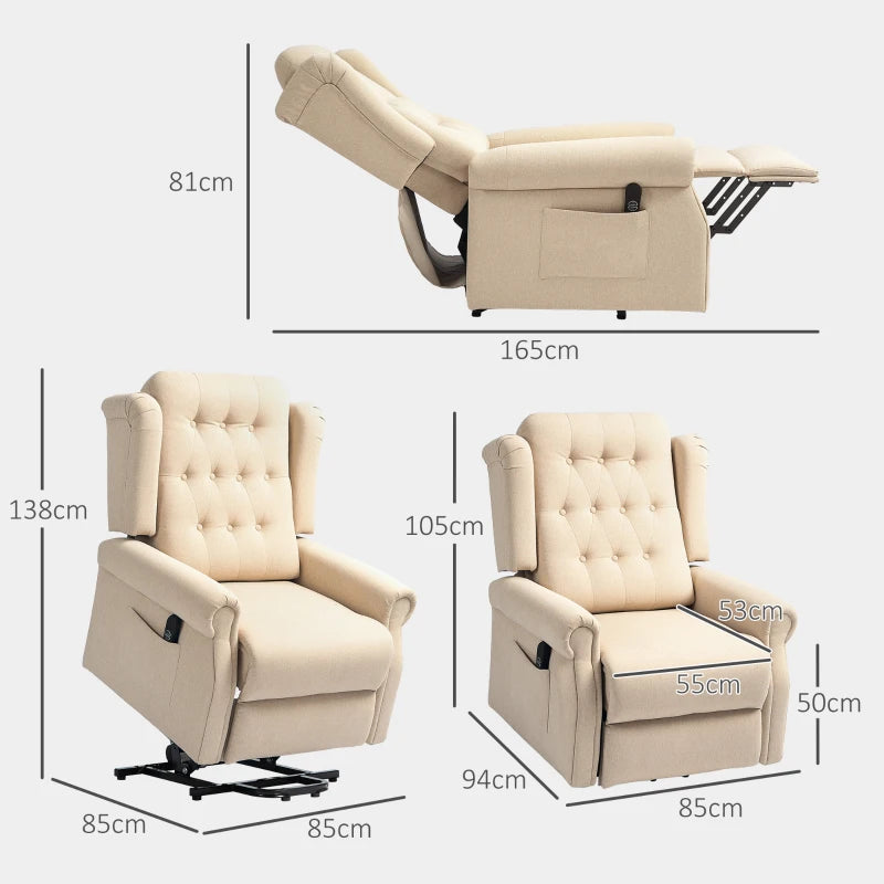 Beige 45° Lifting Riser Recliner Armchair for Comfort and Support