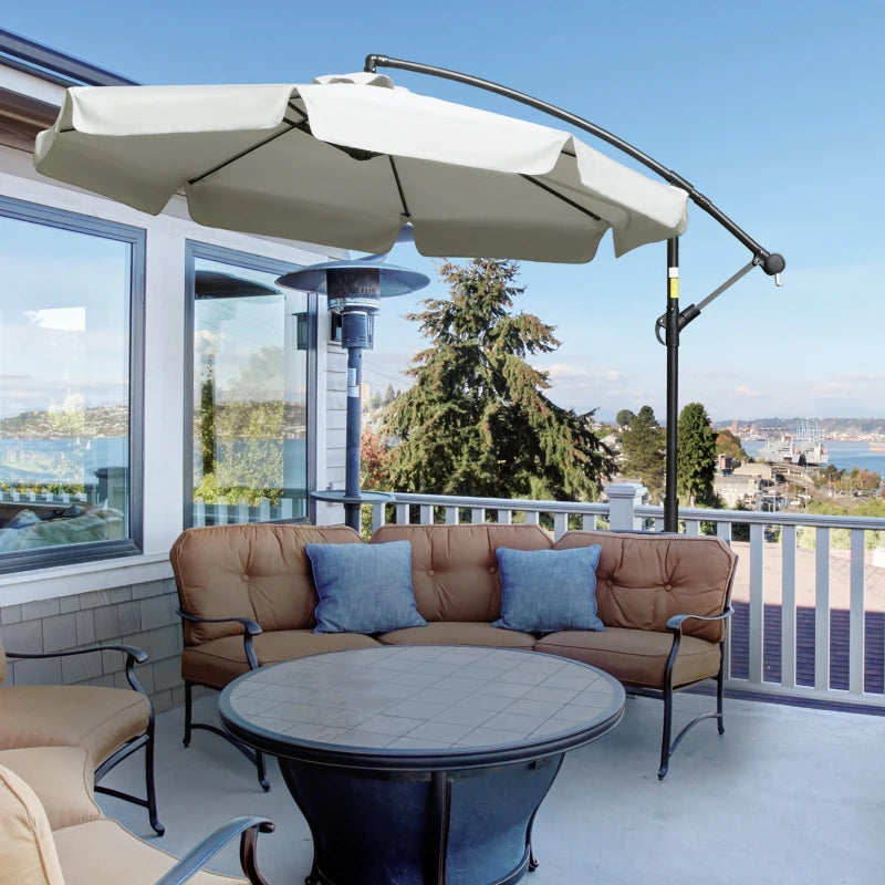 Cream White Cantilever Garden Banana Parasol Umbrella - 2.7m