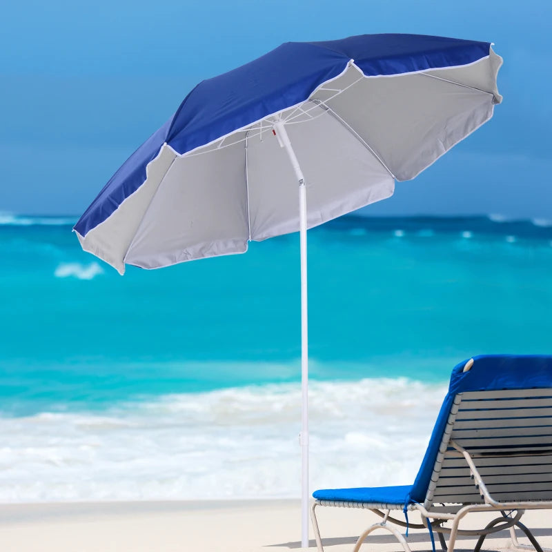 Blue Portable Beach Umbrella with Tilting Function and Carry Bag