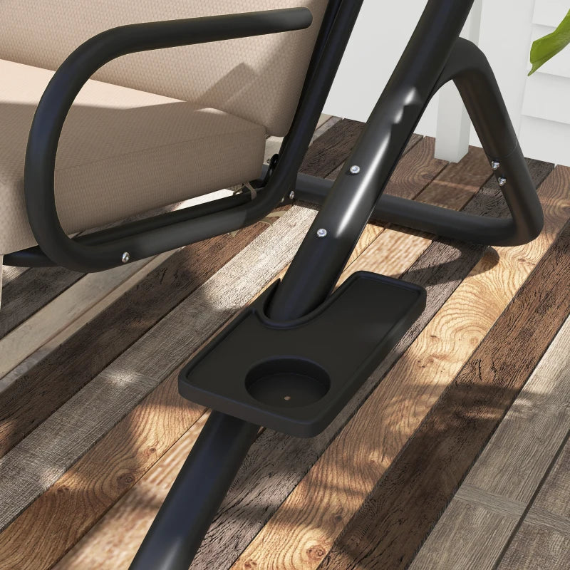 Beige Garden Swing Chair with Canopy - 2-Seater