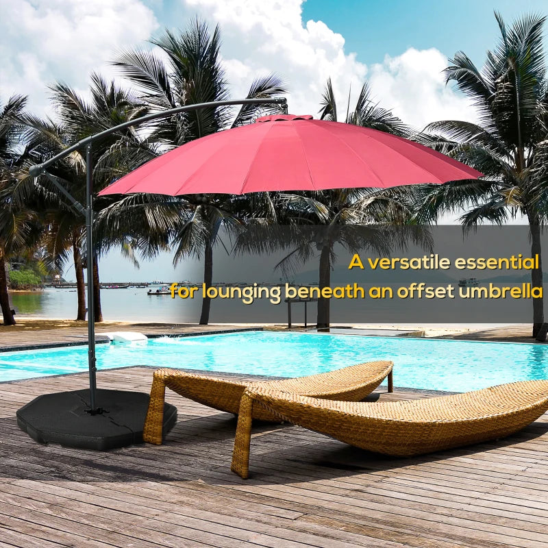 Black Detachable Cantilever Umbrella Base, Outdoor Parasol Stand with Sand and Water Fill, 140KG Capacity