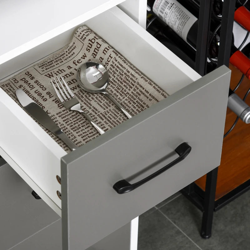 Modern Grey Kitchen Cupboard with Storage Cabinets, 3 Drawers & Open Countertop - Stylish Living Room Furniture