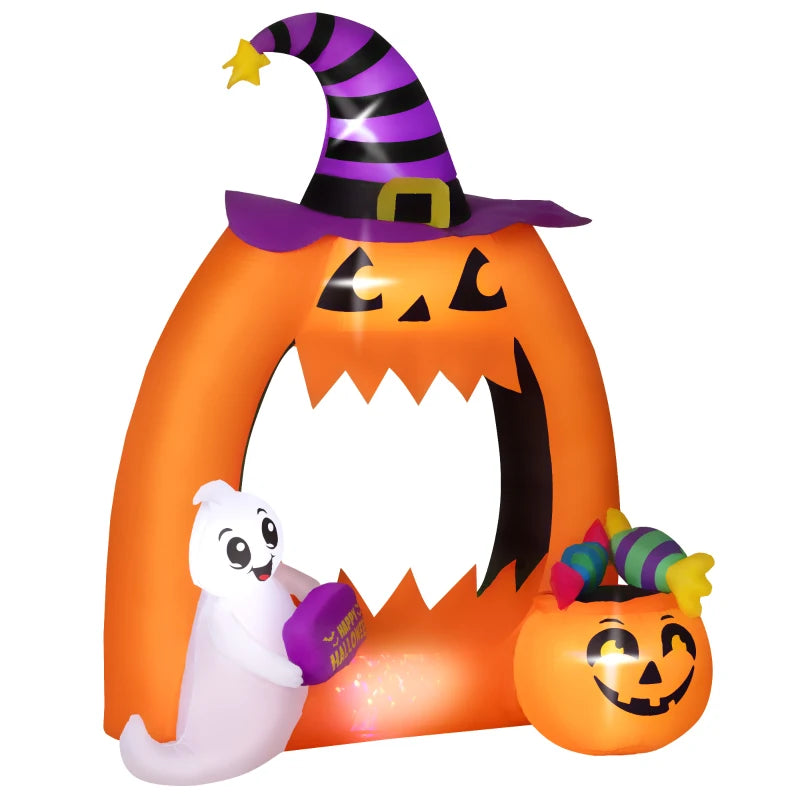 4.9ft Inflatable Pumpkin Archway - Spooky Halloween Decoration for Outdoor & Indoor Festivities - Perfect for Trick or Treat!