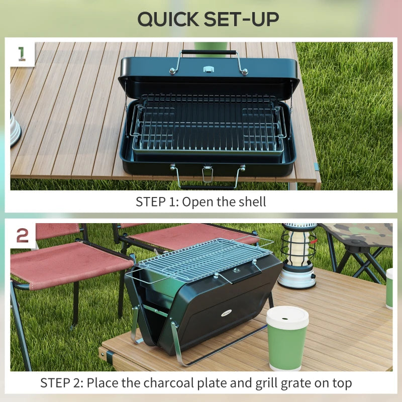 Black Portable Metal BBQ Grill