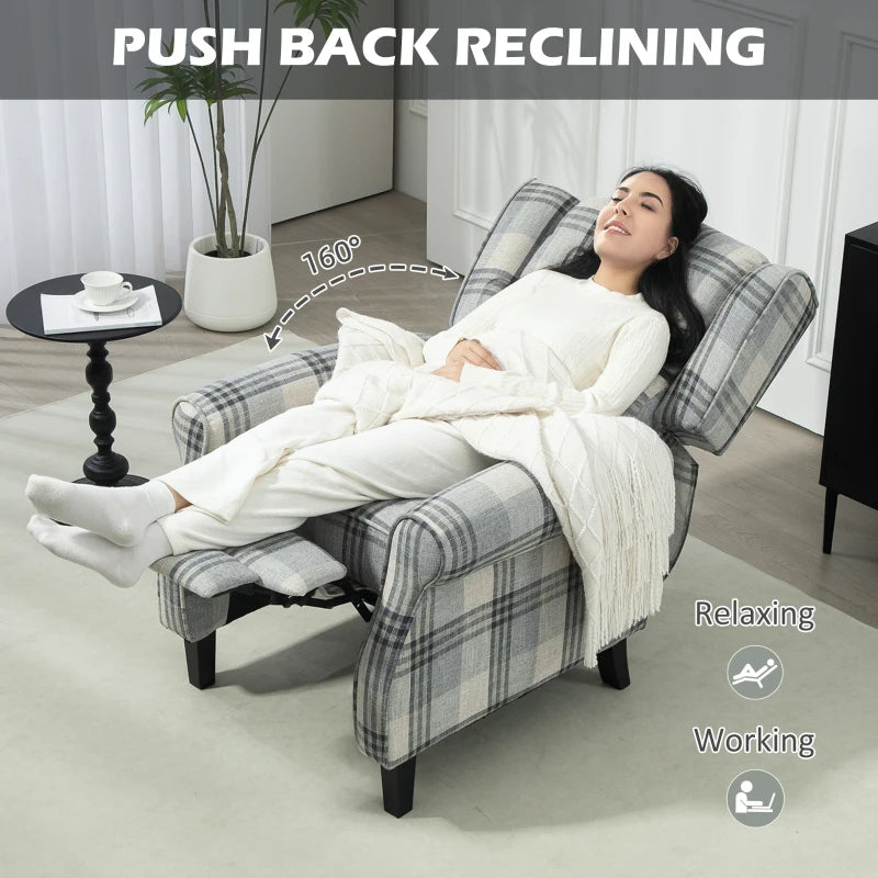 Striped 160° Reclining Armchair with Footrest for Ultimate Comfort and Relaxation