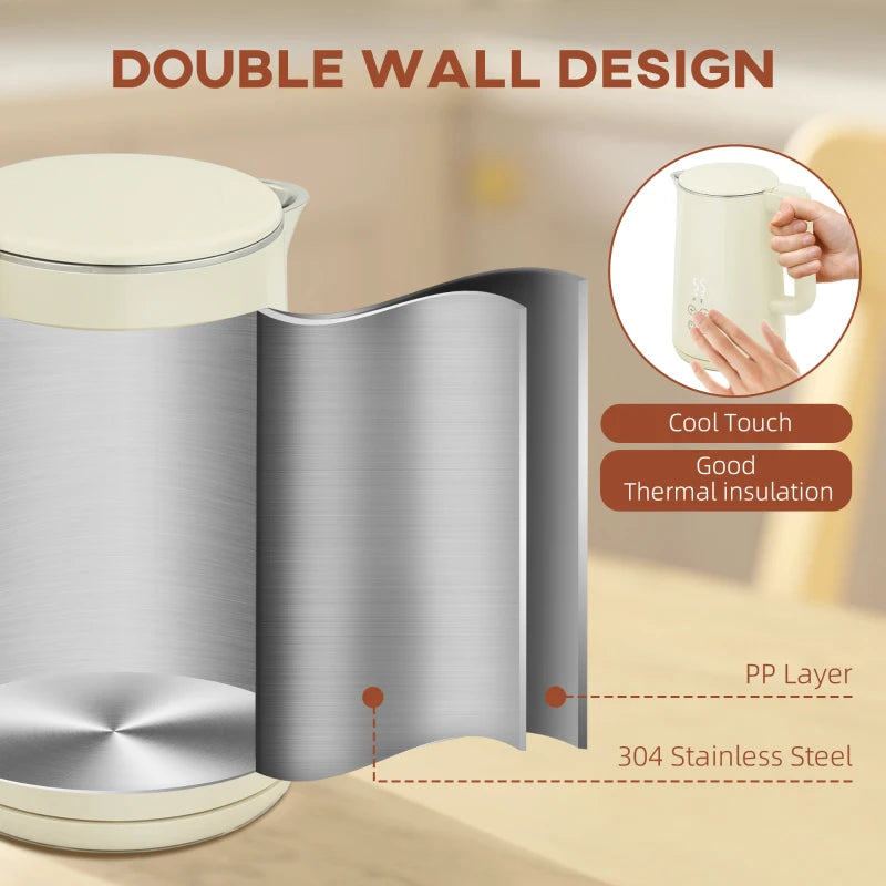 Digital Stainless Steel Kettle & Toaster Set - 1.5L Fast Boil 3000W Kettle, 2 Slice Toaster with 7 Browning Levels, Beige