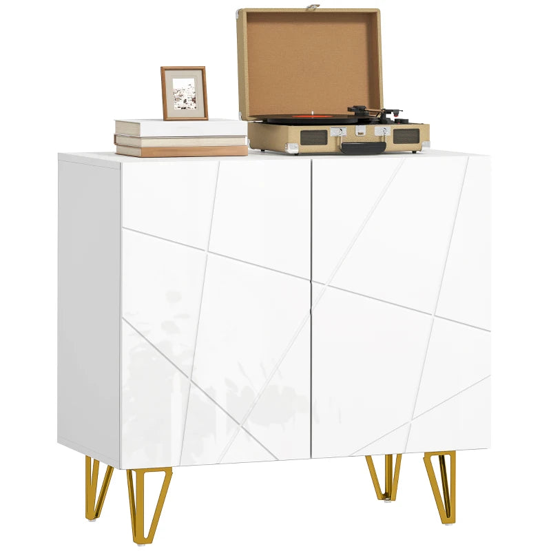 Modern High Gloss White Sideboard with Hairpin Legs for Stylish Home Storage