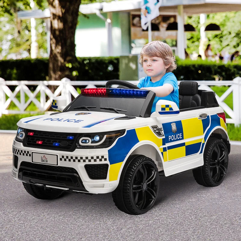 12V Kids Electric Police Car Ride On with Remote Control Siren Lights for Ages 3-6