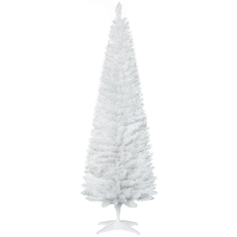 6ft Unlit Pencil Slim Artificial Christmas Tree - Realistic Branches, Solid Stand, Perfect for Holiday Decor, White
