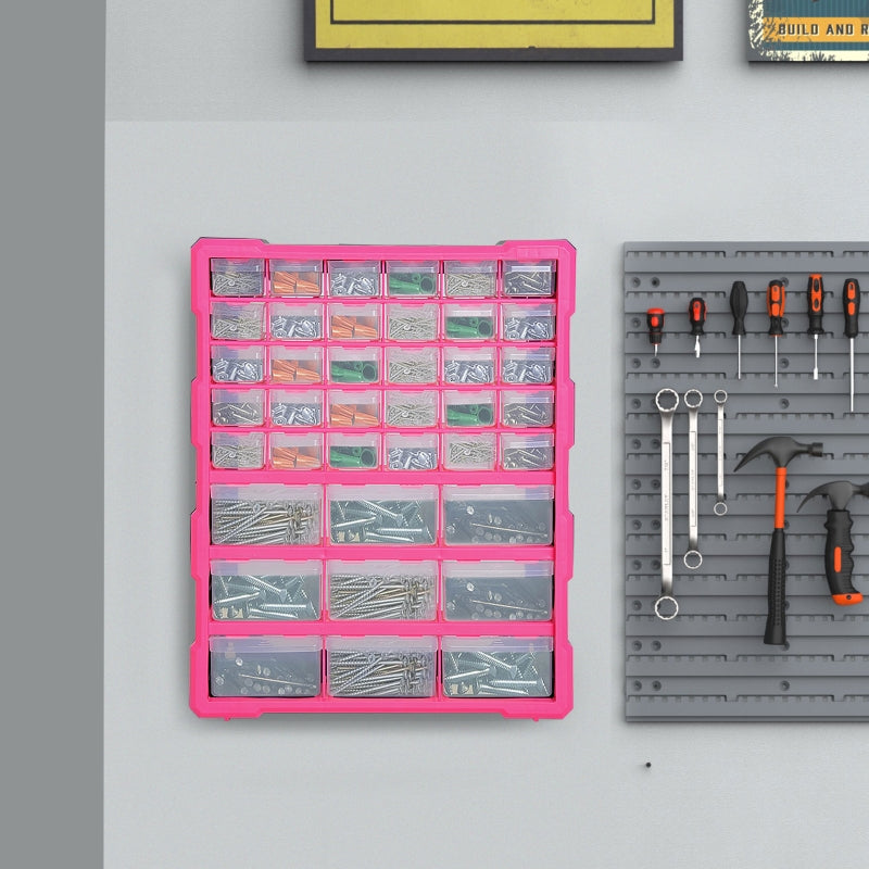 Efficient Wall-Mounted Tool Storage with 39 Drawers